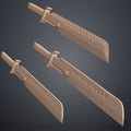 Digital 3D render of Mandalorian Vibrosword STL, dual-bladed 3D print cosplay prop.