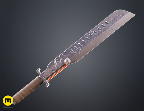 3D visualization of Mandalorian Vibrosword STL, textured 3D render of glowing blade cosplay prop