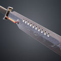 3D model render of Mandalorian Vibrosword STL, glowing red blade detail, 3D print cosplay prop