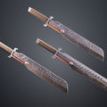 Digital 3D render of Mandalorian Vibrosword STL, dual-blade cosplay prop with glowing red core.