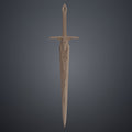 Neutral clay 3D model render of the the mech leader sword showcasing detailed sculpt and surface engravings.
