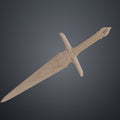 Side angle clay render of the the mech leader sword showing the full sculpt and complex blade geometry.