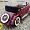 3D model render of RC model Tatra 75, red 1/10 scale vintage car, rear view, 3D print.