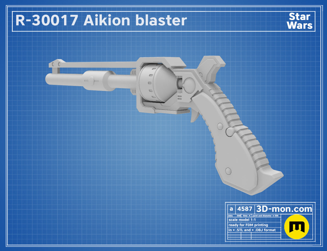 R-30017 Aikion Blaster STL | 3D Printable Prop Weapon | 3Demon