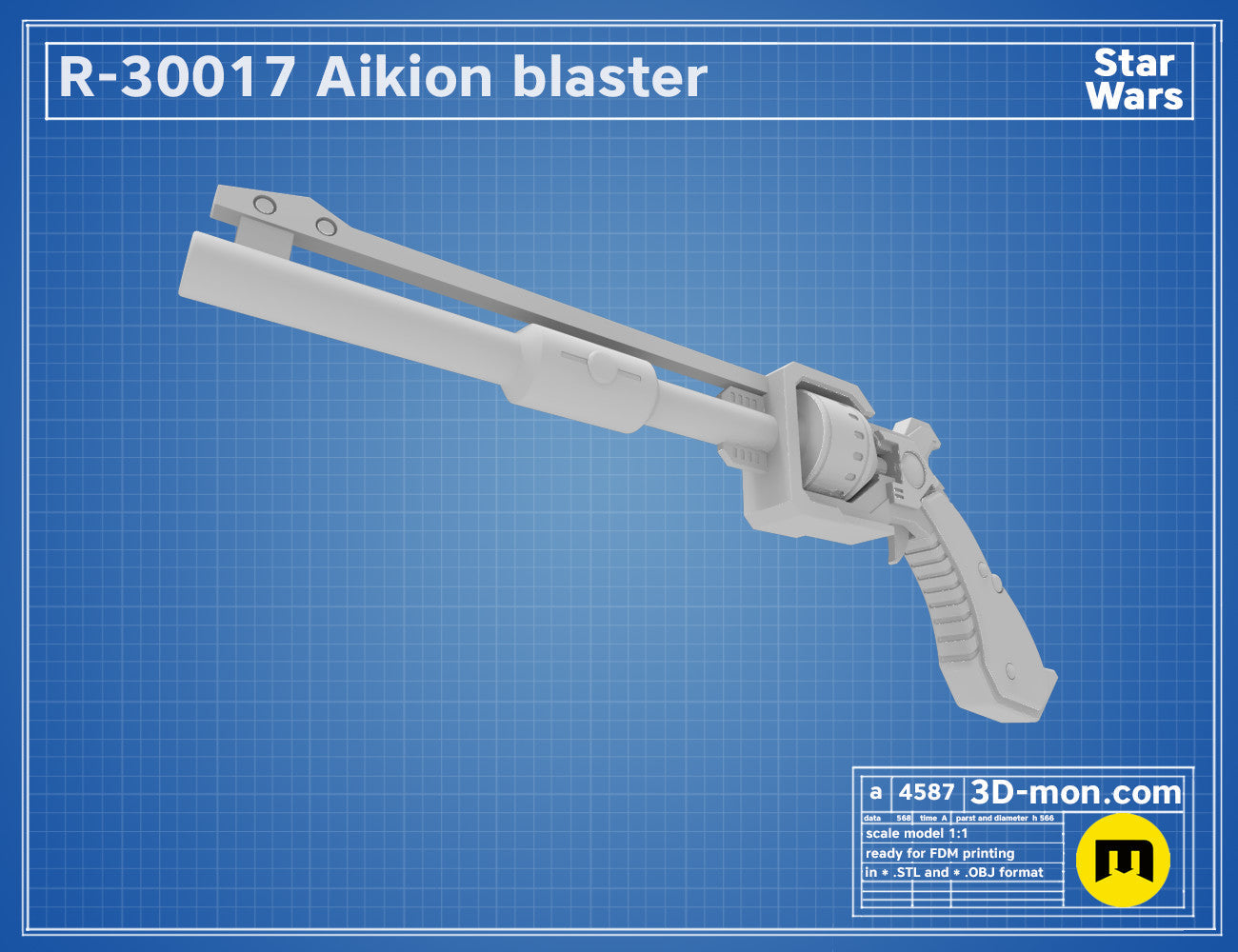 R-30017 Aikion Blaster STL | 3D Printable Prop Weapon | 3Demon