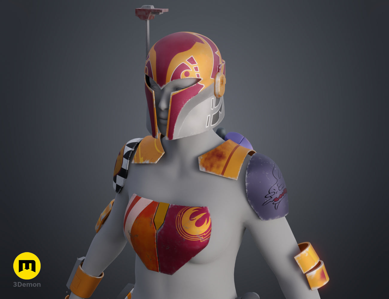 3Dプリント マンダロリアン SABINE WREN ヘルメット 未塗装 Sabine Wren Cosplay Bundle STL | 3D Print | 3Demon