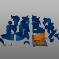 Color-coded parts breakdown of Atreides Armor STL, exploded view of Dune cosplay prop