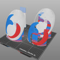 Slay the Spire Merchant Mask STL, color-coded parts breakdown for 3D print cosplay prop