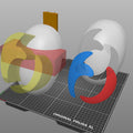 Slicer screenshot of Slay the Spire Merchant Mask STL, multi-colored parts on Original Prusa XL bed