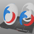 Slicer screenshot of Slay the Spire Merchant Mask STL, blue/red parts on Original Prusa XL bed
