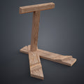 Clay render of Shield Saw Stand Doom STL uniform tan material perspective view showing base post and top crossbar assembly