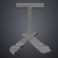 Wireframe mesh render of Shield Saw Stand Doom STL showing high-density wood grain sculpt polygon geometry detail