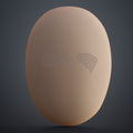CAD render of Slay the Spire Merchant Mask STL, tan 3D print cosplay prop with pixel eyes.