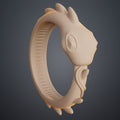 Clay render side profile of Slay the Spire Snake Ring ridged spiked variant showing sharp spike geometry along outer ring edge