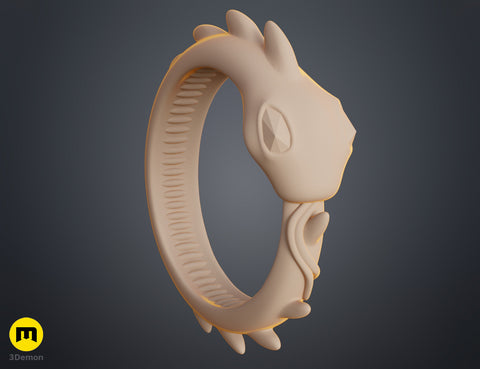 Clay render side profile of Slay the Spire Snake Ring ridged spiked variant showing sharp spike geometry along outer ring edge