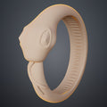 Clay render side profile of Slay the Spire Snake Ring smooth variant showing sleek curved band body and detailed snake head with tiny mouth