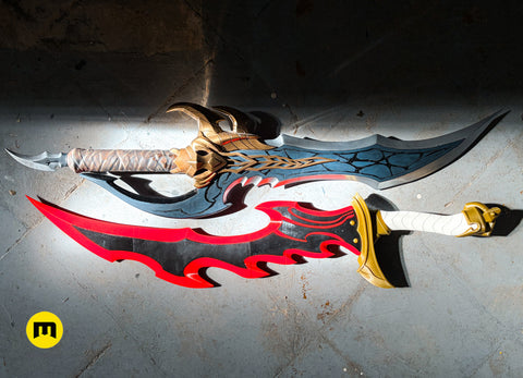 Rendered 3D model of Solo Leveling Knight Killer Dagger, 3D printed cosplay prop, side view on concrete background