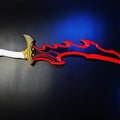 3D print preview of Solo Leveling Knight Killer Dagger STL, 3D printed cosplay prop, side view with red flame design