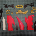 Solo Leveling Knight Killer Dagger STL, disassembled 3D printed parts on cutting mat, cosplay prop