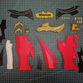 dark fantasy manhwa Knight Killer Dagger STL, disassembled 3D printed parts on cutting mat, cosplay prop