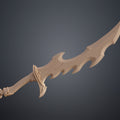 3D model render of dark fantasy manhwa Knight Killer Dagger STL, beige-colored 3D print cosplay prop, angled view