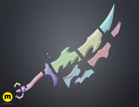 dark fantasy manhwa Knight Killer Dagger STL, disassembled parts, 3D print cosplay prop