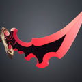 3D visualization of Solo Leveling Knight Killer Dagger STL, 3D print cosplay prop, angled side view with red blade an...