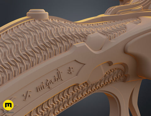 Printable 3D model of Super shotgun - Doom The Dark Ages, ornate barrel engravings, 3D print cosplay prop.