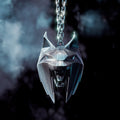 Metallic Witcher 4 Lynx medallion render on a chain with smoky background – Witcher 4 Lynx Pendant 3D print | 3Demon