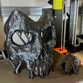 Black 3D printed the wraith king skull mask with organic supports on a Prusa i3 MK3 3D printer bed.