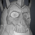 High-resolution wireframe mesh view of the the wraith king skull mask 3D model, showing the detailed polygon geometry.