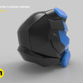 battle royale game tech soldier helmet STL, black and blue 3D print cosplay prop, side view