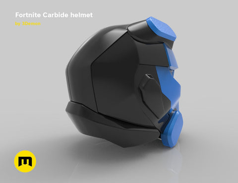 battle royale game tech soldier helmet STL, black and blue 3D print cosplay prop, side view