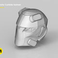 Wireframe mesh render of battle royale game tech soldier helmet STL, grey polygon side view, 3D print cosplay prop