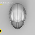 Printable 3D model of battle royale game tech soldier helmet STL, top wireframe mesh with ear guards, cosplay prop