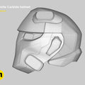 Wireframe mesh render of battle royale game tech soldier helmet STL, side polygon structure, 3D print cosplay prop