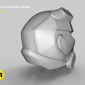 Wireframe mesh render of battle royale game tech soldier helmet STL, side polygon structure, 3D print cosplay prop