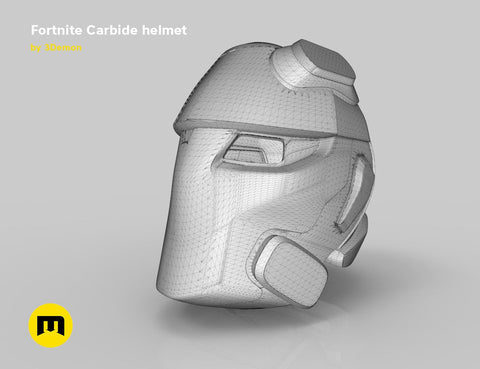 Wireframe mesh render of battle royale game tech soldier helmet STL, side polygon structure, 3D print cosplay prop