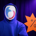 3D visualization of Slay the Spire Merchant Mask STL, hooded cosplay prop with percentage star detail