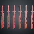 Mandalorian Vibrosword STL, glowing red blade gradient, 3D print cosplay prop