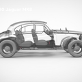 RC car 1/10 Jaguar MK8, exploded view of 3D printed assembly with transparent body parts.