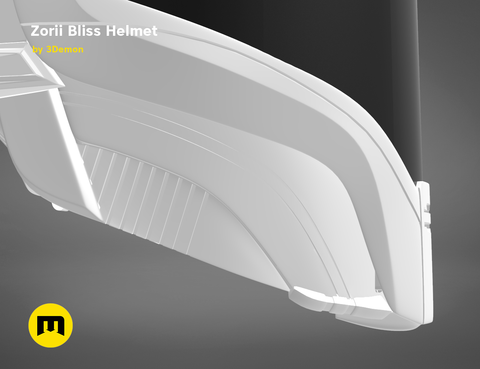 Painted 3D render of smuggler pilot Helmet, sleek white cosplay prop, side view