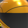 Painted 3D render of smuggler pilot Helmet STL, sleek orange and black 3D print cosplay prop.