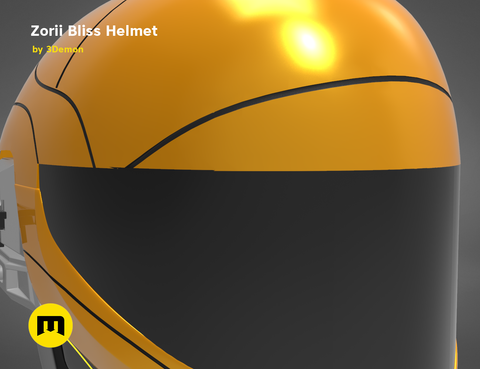 Painted 3D render of smuggler pilot Helmet STL, sleek orange and black 3D print cosplay prop.