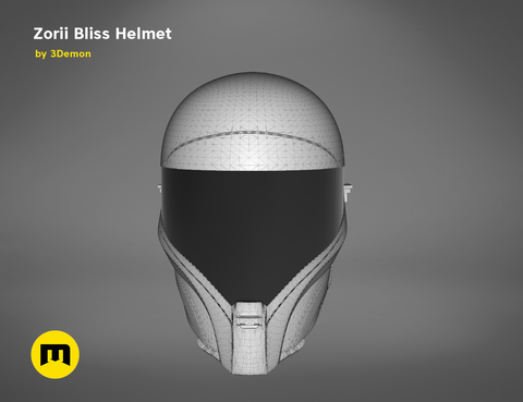 smuggler pilot Helmet STL, front wireframe mesh render, 3D print cosplay prop