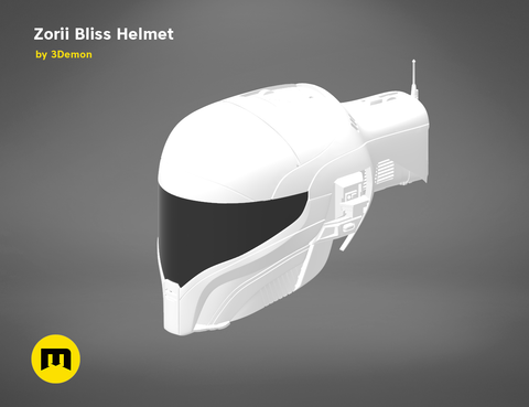3D model render of smuggler pilot Helmet STL, sleek futuristic 3D print cosplay prop, side view