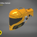3D model render of smuggler pilot Helmet, futuristic orange 3D printed cosplay prop, side view.