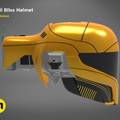 Painted 3D render of smuggler pilot Helmet, futuristic orange cosplay prop, side view 3D print
