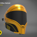 Painted 3D render of smuggler pilot Helmet, orange and black 3D print cosplay prop, side view