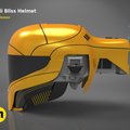 3D visualization of smuggler pilot Helmet STL, futuristic orange cosplay prop, side view